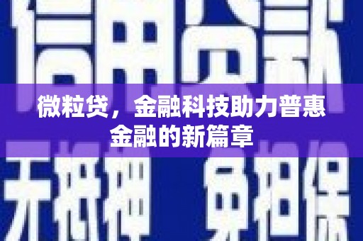 隆尧微粒贷，金融科技助力普惠金融的新篇章