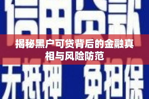 隆尧揭秘黑户可贷背后的金融真相与风险防范