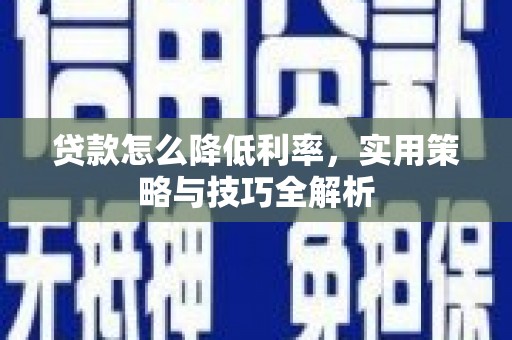 隆尧贷款怎么降低利率，实用策略与技巧全解析