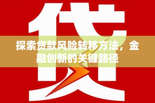 隆尧探索贷款风险转移方法，金融创新的关键路径